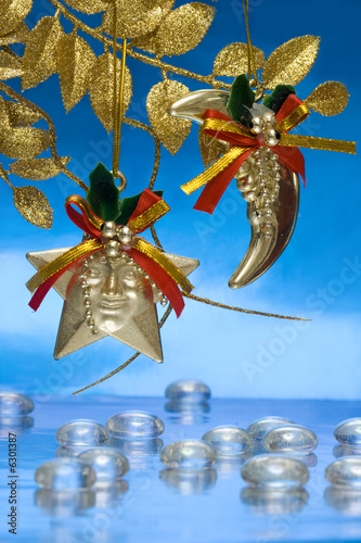 festive decoration on golden branch