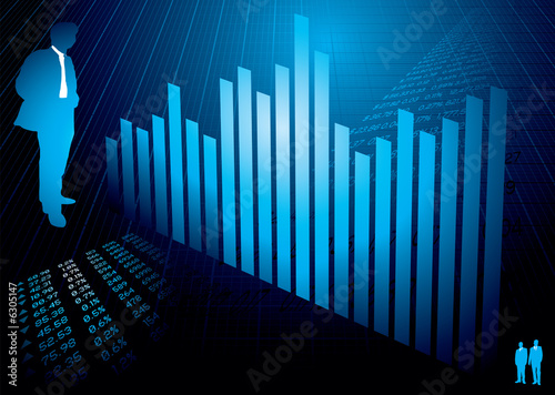 Business background in blue with financial figures photo