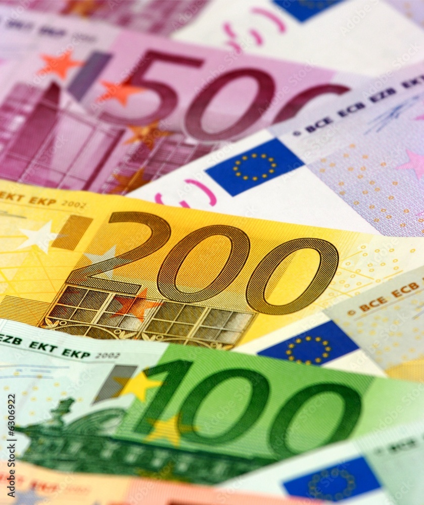 Colorful euro banknotes: shallow depth-of-field