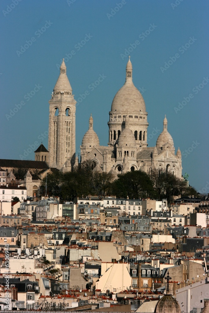 Cityscape of Paris with the Sacre Coeur basilica