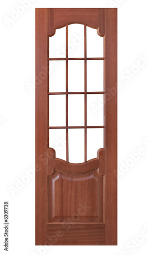 door with red wood isolated on white