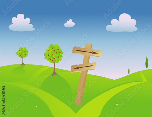Sign depicting two different trails to choose from