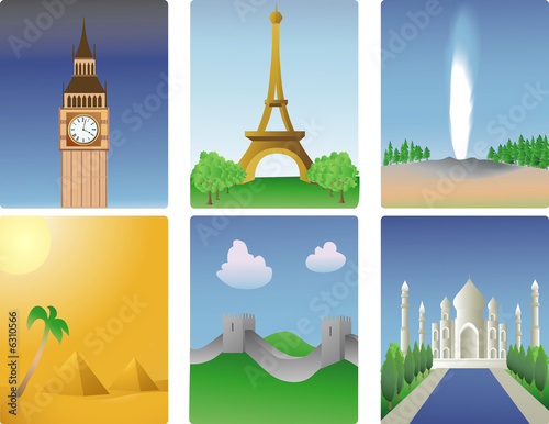 Vector illustration of various world destinations