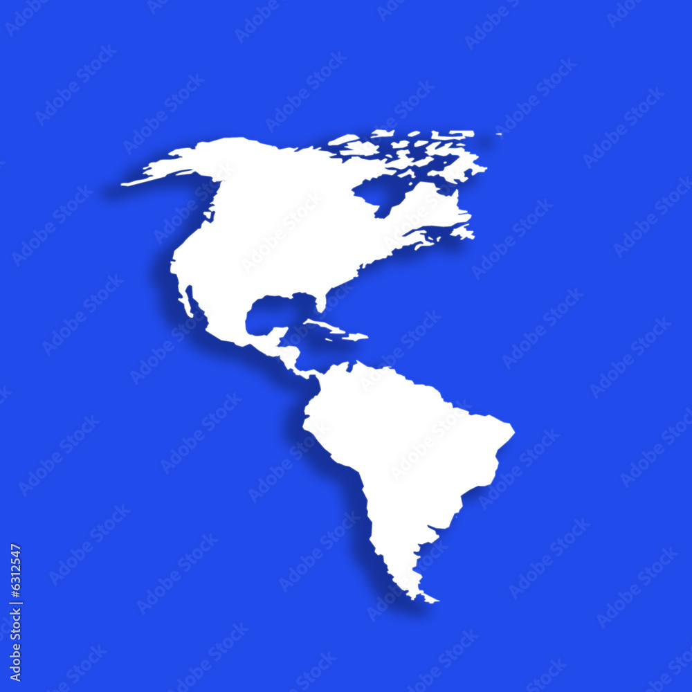 Outline of American Continent on blue background Outline of American Continent on blue background