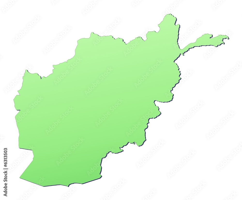 Afghanistan map filled with light green gradient