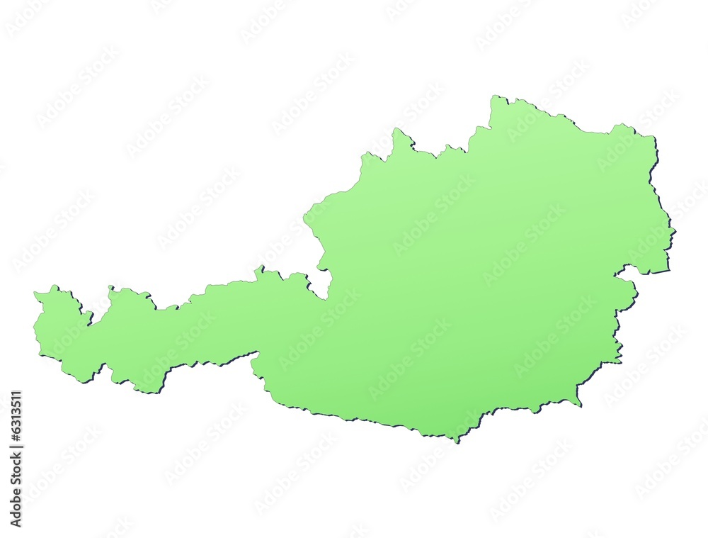 Austria map filled with light green gradient