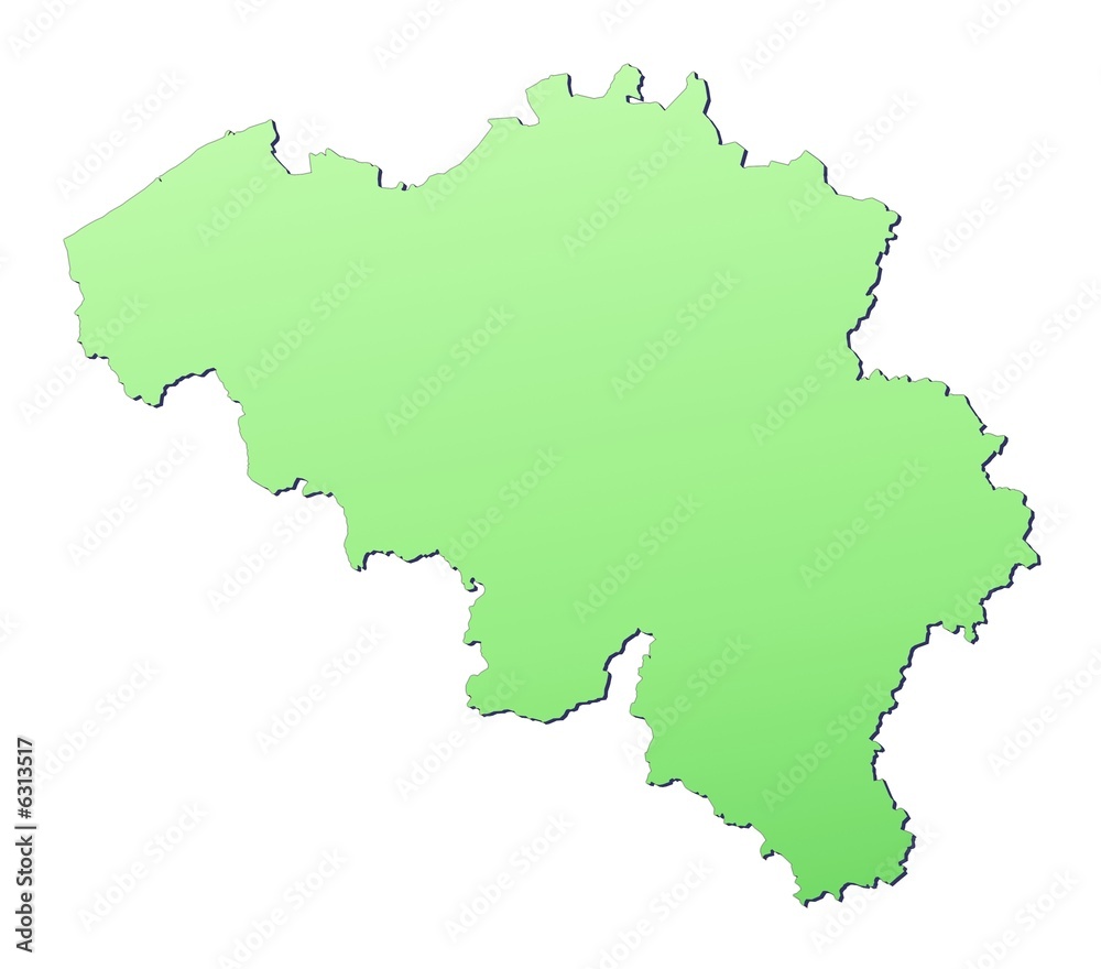 Belgium map filled with light green gradient