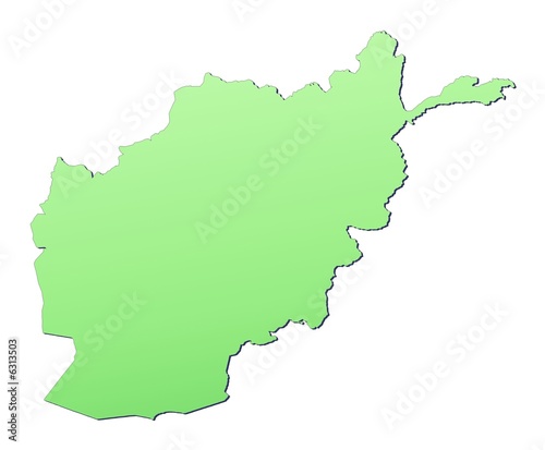 Afghanistan map filled with light green gradient