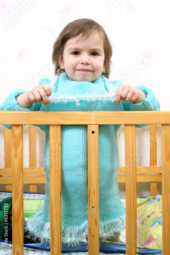 little lovely girl in turquoise dress