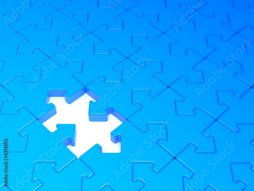 Arrows blue jigsaw puzzle. Rendered image.