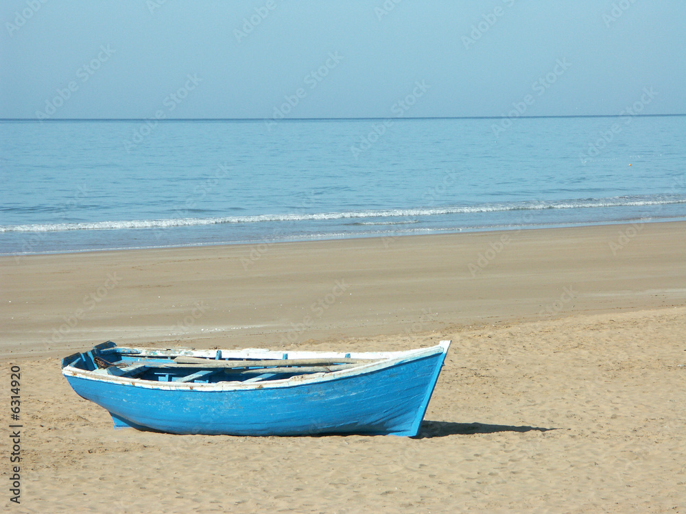 barque de pêcheur sur une plage