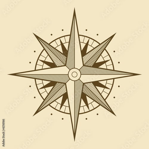Vector oldstyle wind rose compass