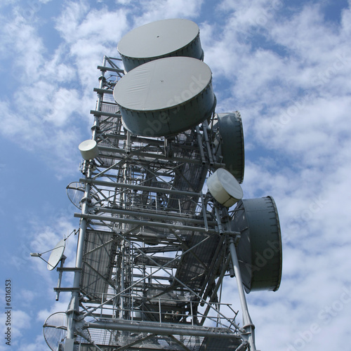 tower with microwave dishes