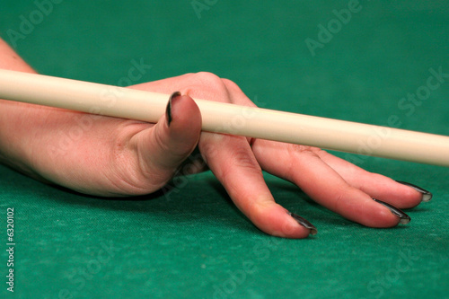 womanish hand on a billiard table with a cue (2)
