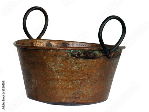 Copper bowl isolated on white
