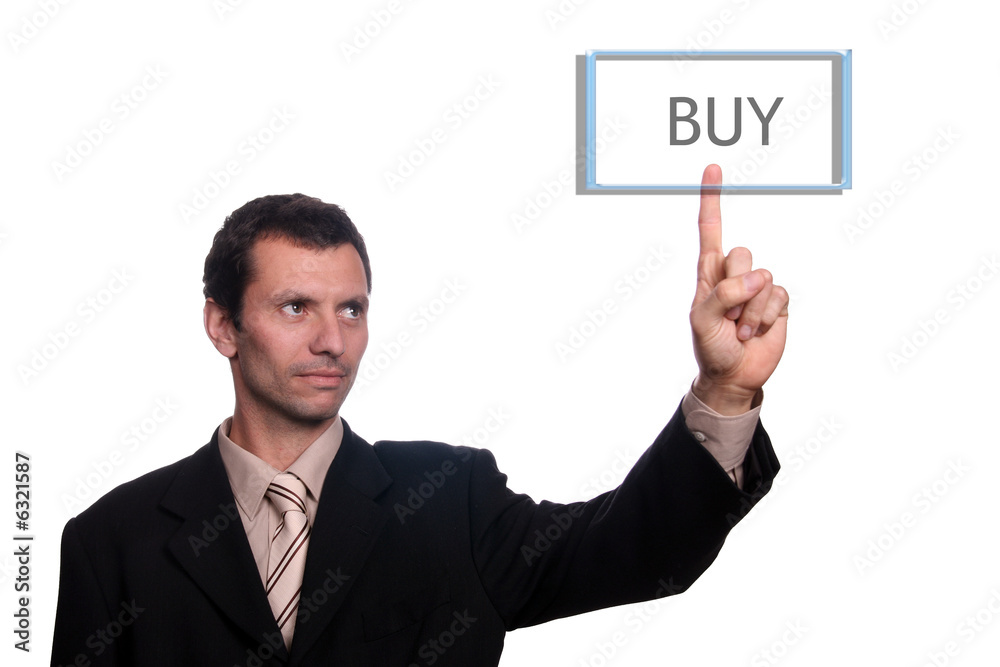 businessman touch buy button