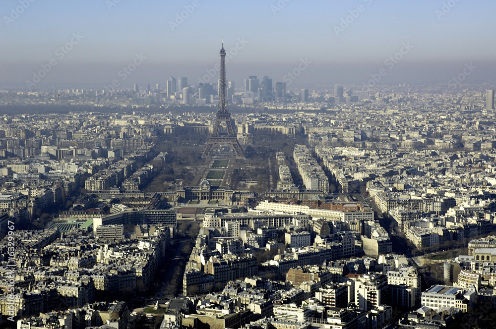 France, Paris: nice city aerial view with Eiffel tower