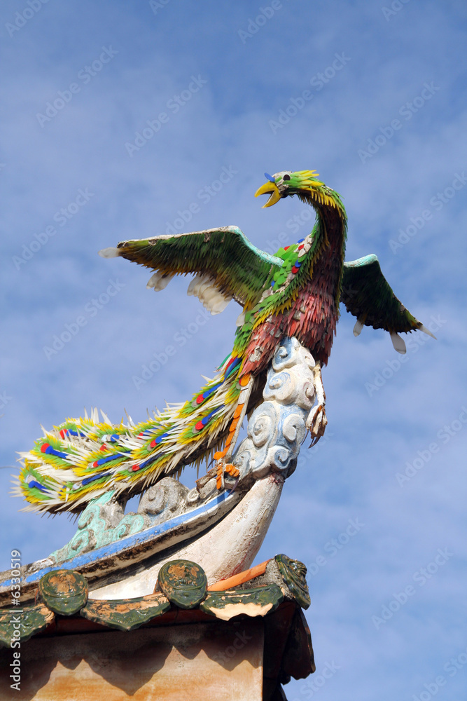 Phoenix on an asian temple roof