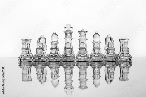 Glass chess pieces (isolated on white background)