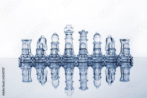 Glass chess pieces (toned in blue)