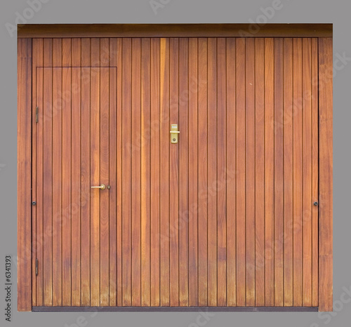 Details of a modern wood garage door.