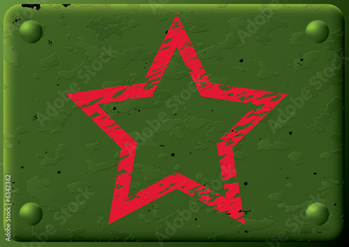 Background - armored plate and star. Raster illustration.