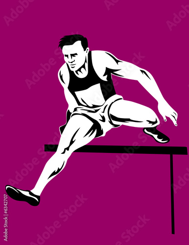 Fototapeta Naklejka Na Ścianę i Meble -  Athlete jumping hurdle