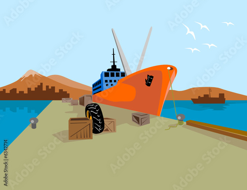 Ship moored in the dock