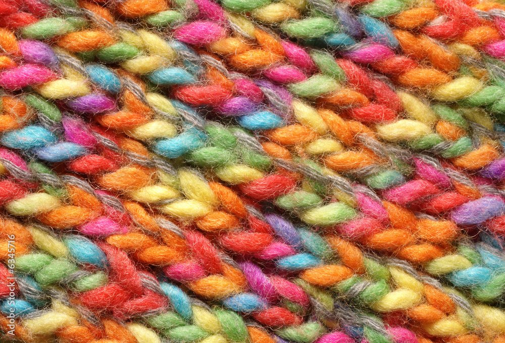 Colored wool in close up