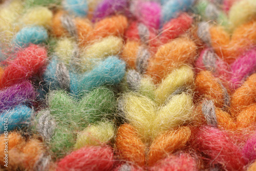 Colored wool in close up