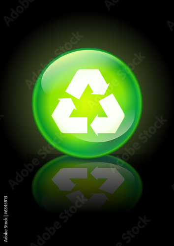 Boule de cristal recyclable sur fond noir (blanc)