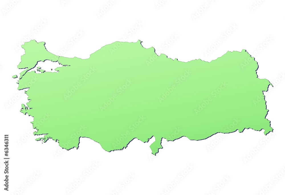 Turkey map filled with light green gradient