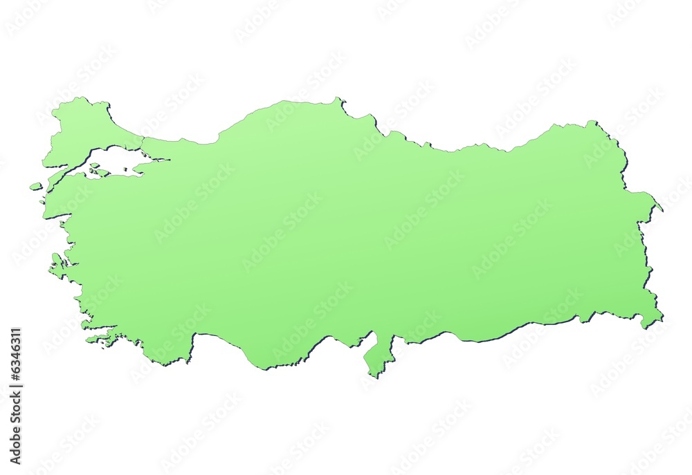 Turkey map filled with light green gradient Turkey map filled with light green gradient
