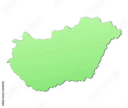 Hungary map filled with light green gradient