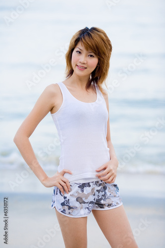 woman relaxing by the beach