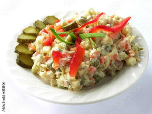 traditional vegetable salad with cresm and mayonnaise