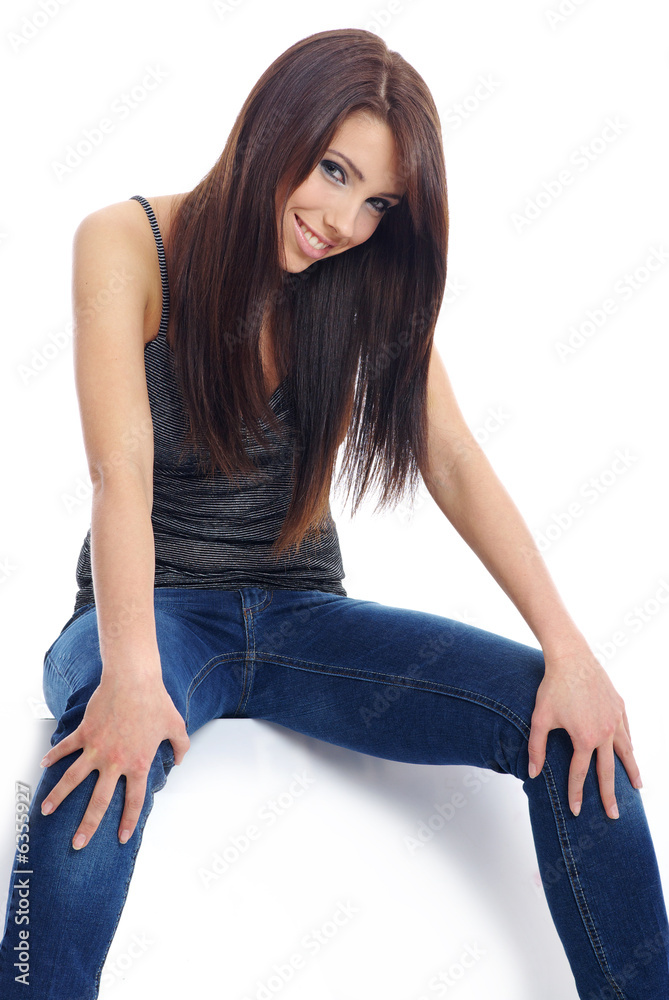 sesxy girl in blue jans Stock Photo Adobe Stock