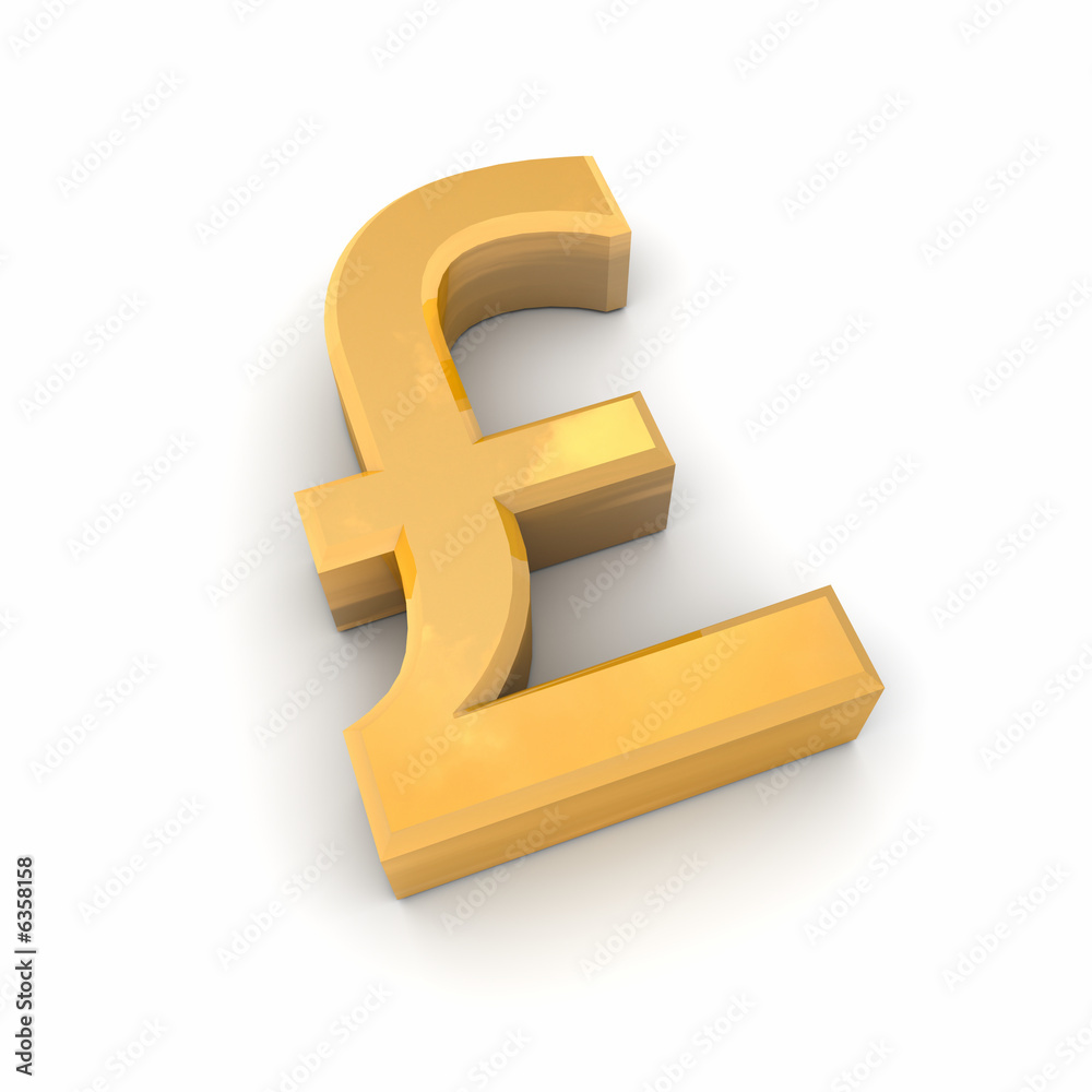 Pound Sterling Symbol in 3D Gold Pound Sterling Symbol in 3D Gold