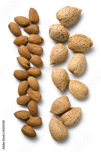 Whole almonds and shelled almonds