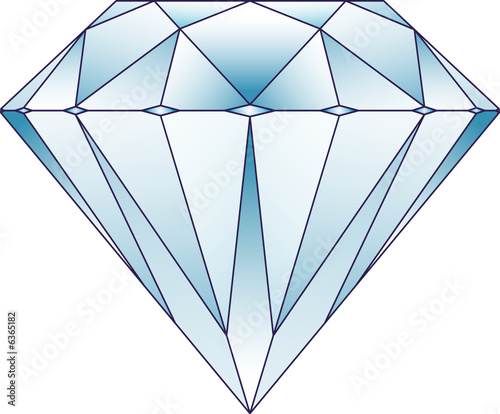 Blue tone diamond with gradients. Vector illustration.