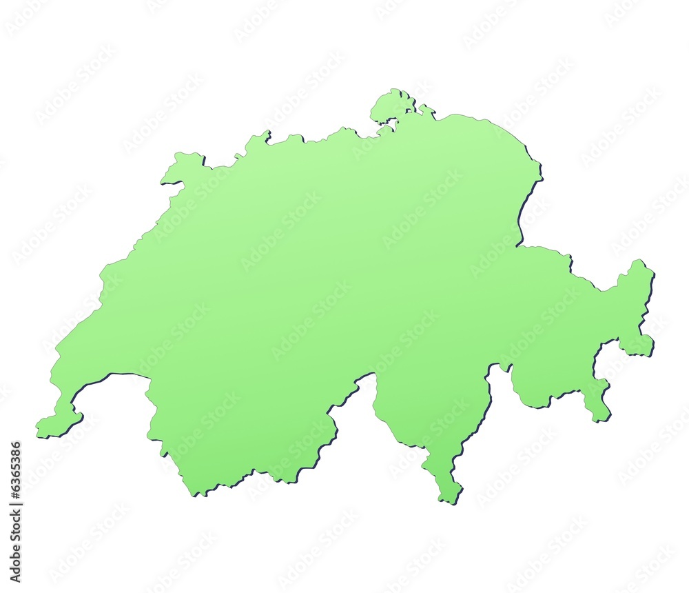 Switzerland map filled with light green gradient
