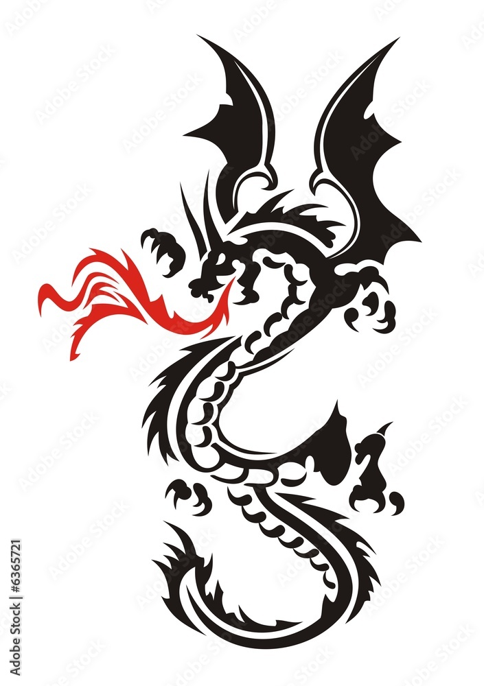 Abstract vector illustration of Chinese dragon