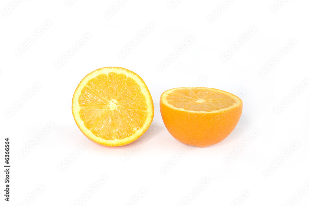 two slice of orange isolated on white two slice of orange isolated on white