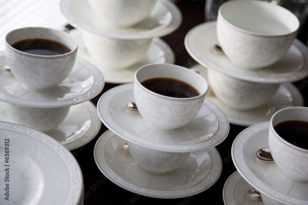 Fancy coffee cups filled with hot coffee Fancy coffee cups filled with hot coffee