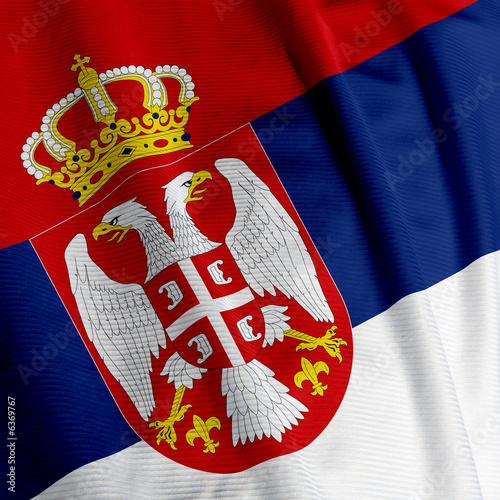 Closeup of the flag of Serbia, square image