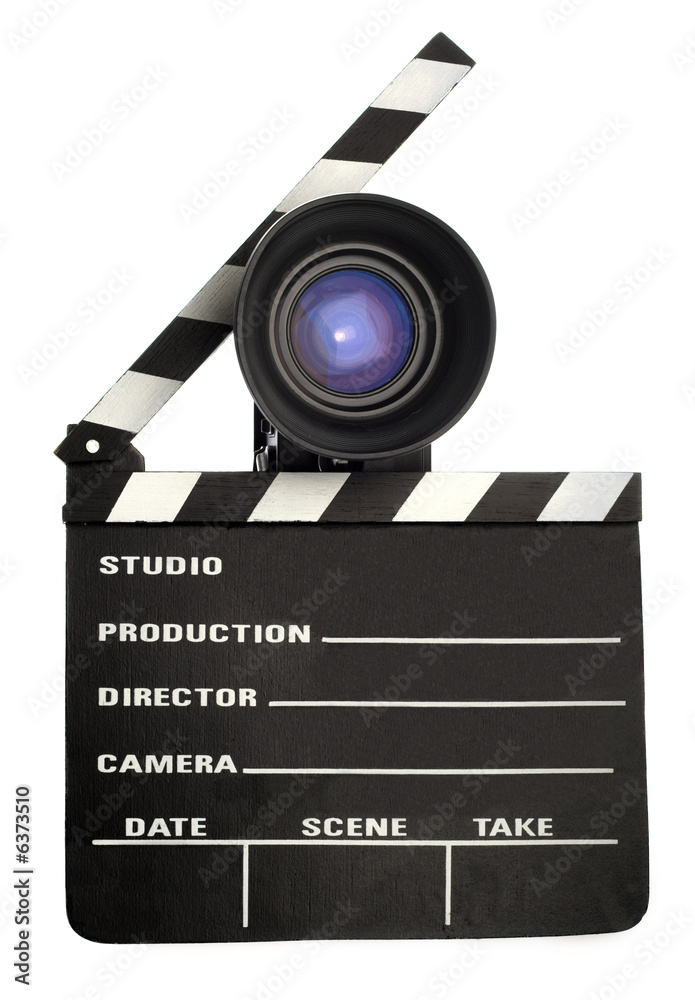 Fototapeta premium film slate and a vintage movie camera
