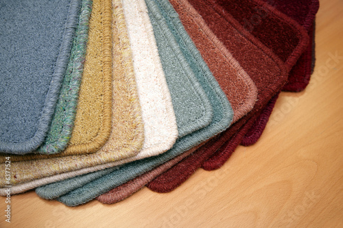 Samples of carpet coverings in shop