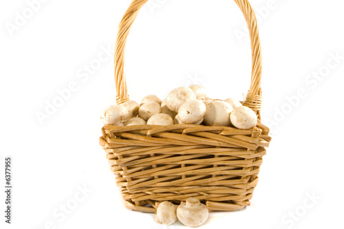 Overflowing Basket of Button Mushrooms
