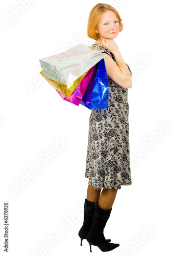 smiling happy shopping woman