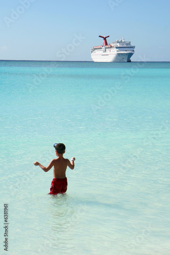 Crystal clear beach with nice blue water